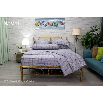 Bộ Chăn Ga Gối Promodal B Baby Kẻ Ô Nhỏ